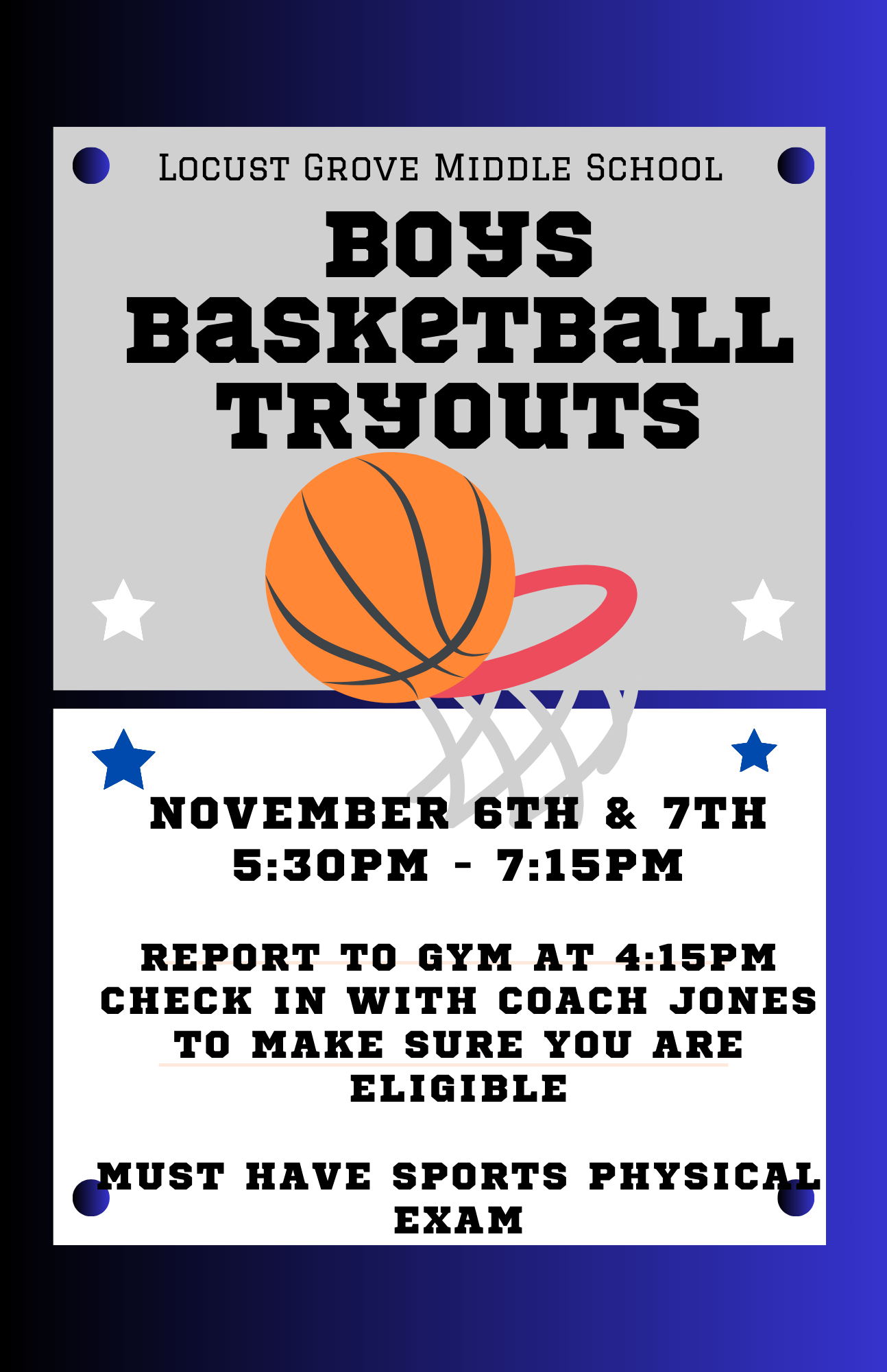 Boys Basketball Tryouts